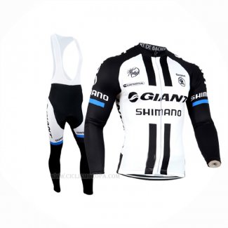 2014 Ropa Ciclismo Giant Shimano Negro Blanco Mangas Largas y Culotte Lunga