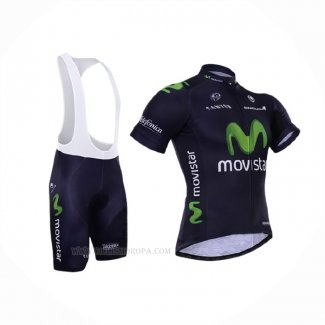 2015 Ropa Ciclismo Movistar Negro Mangas Corta y Culotte Corto