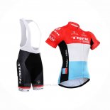 2015 Ropa Ciclismo Trek Factory Racing Blanco Rojo Mangas Corta y Culotte Corto