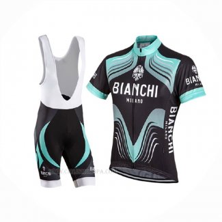 2017 Ropa Ciclismo Bianchi Milano Negro Verde Mangas Corta y Culotte Corto
