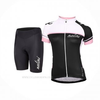 2017 Ropa Ciclismo Mujer Nalini Blanco Negro Mangas Corta y Culotte Corto
