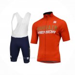 2018 Ropa Ciclismo Bahrain Merida Naranja Mangas Corta y Culotte Corto