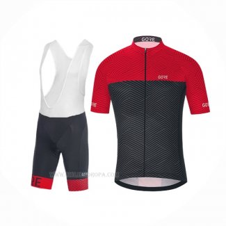 2018 Ropa Ciclismo Gore C3 Optiline Rojo Negro Mangas Corta y Culotte Corto