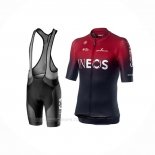 2019 Ropa Ciclismo Castelli Ineos Negro Rojo Mangas Corta y Culotte Corto
