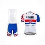 2019 Ropa Ciclismo UHC Blanco Rojo Azul Mangas Corta y Culotte Corto