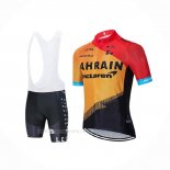 2020 Ropa Ciclismo Bahrain Mclaren Rojo Naranja Negro Mangas Corta y Culotte Corto
