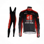 2020 Ropa Ciclismo Caisse D'epargne Negro Rojo Mangas Largas y Culotte Lunga