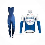 2020 Ropa Ciclismo Deceuninck Quick Step Azul Blanco Mangas Largas y Culotte Lunga