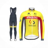 2020 Ropa Ciclismo Wallonie Bruxelles Amarillo Rojo Mangas Largas y Culotte Lunga