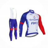2021 Ropa Ciclismo Groupama-fdj Azul Blanco Rojo Mangas Largas y Culotte Lunga