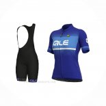 2021 Ropa Ciclismo Mujer ALE Azul Mangas Corta y Culotte Corto