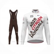 2022 Ropa Ciclismo Ag2r La Mondiale Blanco Mangas Largas y Culotte Lunga
