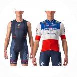 2022 Ropa Ciclismo Deceuninck Quick Step Azul Blanco Rojo Mangas Corta y Culotte Corto