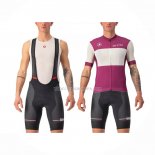 2022 Ropa Ciclismo Giro d'Italia Blanco Violeta Mangas Cortas y Culotte Corto