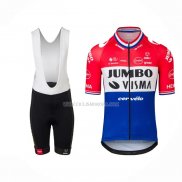 2022 Ropa Ciclismo Jumbo Visma Rojo Blanco Azul Mangas Cortas y Culotte Corto