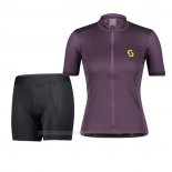 2022 Ropa Ciclismo Mujer Scott Violeta Mangas Corta y Culotte Corto