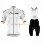2023 Ropa Ciclismo Alemania Blanco Mangas Cortas y Culotte Corto