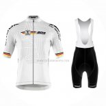 2023 Ropa Ciclismo Alemania Blanco Mangas Cortas y Culotte Corto
