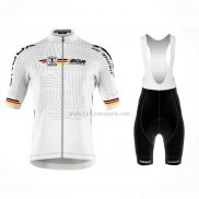 2023 Ropa Ciclismo Alemania Blanco Mangas Cortas y Culotte Corto