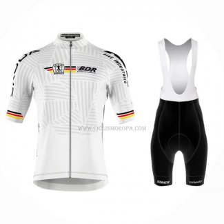 2023 Ropa Ciclismo Alemania Blanco Mangas Cortas y Culotte Corto