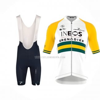 2023 Ropa Ciclismo INEOS Grenadiers Amarillo Mangas Cortas y Culotte Corto