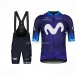 2023 Ropa Ciclismo Movistar Azul Blanco Mangas Cortas y Culotte Corto
