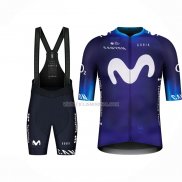 2023 Ropa Ciclismo Movistar Azul Blanco Mangas Cortas y Culotte Corto