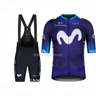 2023 Ropa Ciclismo Movistar Azul Blanco Mangas Cortas y Culotte Corto