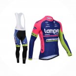 2014 Ropa Ciclismo Lampre Merida Rosa Azul Mangas Largas y Culotte Lunga