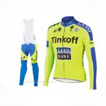 2016 Ropa Ciclismo Tinkoff Saxo Bank Amarillo Azul Mangas Largas y Culotte Lunga