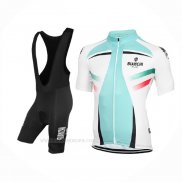 2017 Ropa Ciclismo Bianchi Milano Verde Blanco Mangas Corta y Culotte Corto
