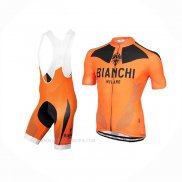 2017 Ropa Ciclismo Bianchi Naranja Mangas Corta y Culotte Corto