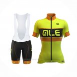 2017 Ropa Ciclismo Mujer ALE Amarillo Mangas Corta y Culotte Corto