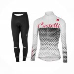 2017 Ropa Ciclismo Mujer Castelli Blanco Mangas Largas y Culotte Lunga