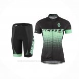 2017 Ropa Ciclismo Mujer Scott Negro Verde Mangas Corta y Culotte Corto