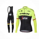 2017 Ropa Ciclismo Trek Segafredo Negro Amarillo Mangas Largas y Culotte Lunga
