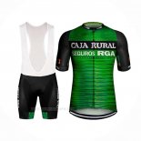 2019 Ropa Ciclismo Caja Rural Verde Negro Mangas Corta y Culotte Corto