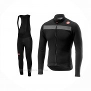 2019 Ropa Ciclismo Castelli Puro 3 Gris Negro Mangas Largas y Culotte Lunga