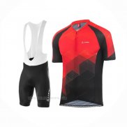 2020 Ropa Ciclismo Loffler Negro Rojo Mangas Corta y Culotte Corto