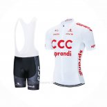 2021 Ropa Ciclismo CCC Team Blanco Mangas Corta y Culotte Corto