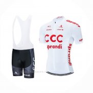 2021 Ropa Ciclismo CCC Team Blanco Mangas Corta y Culotte Corto