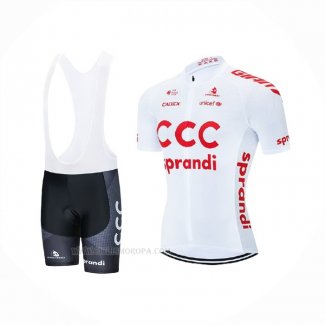 2021 Ropa Ciclismo CCC Team Blanco Mangas Corta y Culotte Corto
