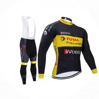 2021 Ropa Ciclismo Direct Energie Negro Amarillo Mangas Largas y Culotte Lunga