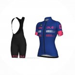 2021 Ropa Ciclismo Mujer ALE Azul Fucsia Mangas Corta y Culotte Corto