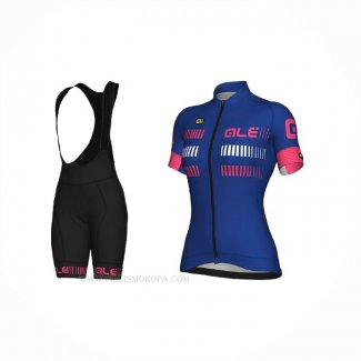 2021 Ropa Ciclismo Mujer ALE Azul Fucsia Mangas Corta y Culotte Corto