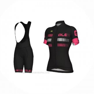 2021 Ropa Ciclismo Mujer ALE Negro Fucsia Mangas Corta y Culotte Corto