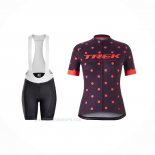 2021 Ropa Ciclismo Mujer Trek Violeta Naranja Mangas Corta y Culotte Corto