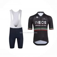 2022 Ropa Ciclismo INEOS Grenadiers Negro Gris Mangas Cortas y Culotte Corto