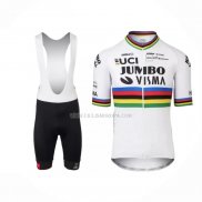 2022 Ropa Ciclismo Jumbo Visma Blanco Mangas Cortas y Culotte Corto