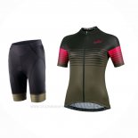 2022 Ropa Ciclismo Mujer Nalini Verde Negro Mangas Corta y Culotte Corto